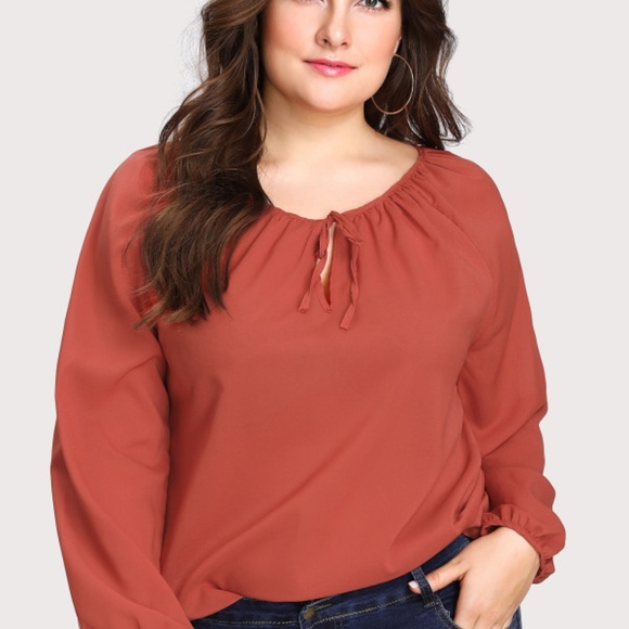 Tops - Tie Front Raglan Sleeve Blouse